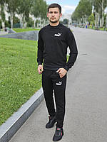 Мужской спортивный костюм Puma (Пума) черный , свитшот штаны (толстовка худи лонгслив)