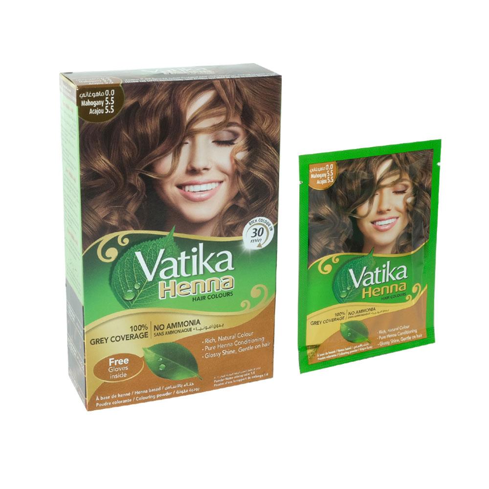 Vatika Henna Hair Colours Colouring Powder makogony (60Gm). Dabur. Фарба для волосся на основі хни махагон Ватіка., фото 1