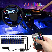 Светодиодная подсветка в салон автомобиля Car Interior Atmosphere Light LED 4 ленты 32 см ( 8 цветов)
