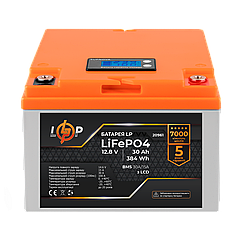 Акумулятор LP LiFePO4 LCD 12V (12,8V) - 30 Ah (384Wh) (BMS 30A/15А) пластик