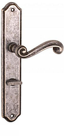 Ручка дверная на планке Tupai CARLA1 704 с WC-фиксатором античное серебро (Португалия)