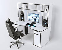 Геймерский стол ZEUS Viking-4S, 160х80 см, белый/черный