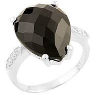 Серебряное кольцо Komilfo с натуральным ониксом, вес изделия 3,73 гр (0955308) 17.5 размер
