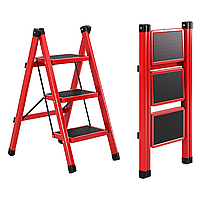 Стремянка лестница на 3 ступени, до 150 кг, 84х40 см / Складная домашняя лестница / Металлическая стремянка