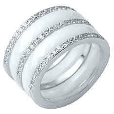 Срібне кільце Komilfo з керамікою, вага виробу 9,5 г (1214299) 18.5 розмір