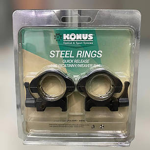 Кріплення для прицілу KONUS STEEL-QR – швидкознімні кільця 30 мм, середні, на планку Пікатінні/Вівера (#7410), фото 1