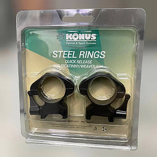 Кріплення для прицілу KONUS STEEL-QR – швидкознімні кільця 30 мм, високі, на планку Пікатінні/Вівера (#7409), фото 1