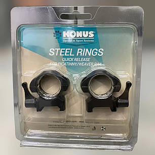 Кріплення для прицілу KONUS STEEL-QR – швидкознімні кільця 25.4 мм, високі, на планку Пікатінні/Вівера, фото 1