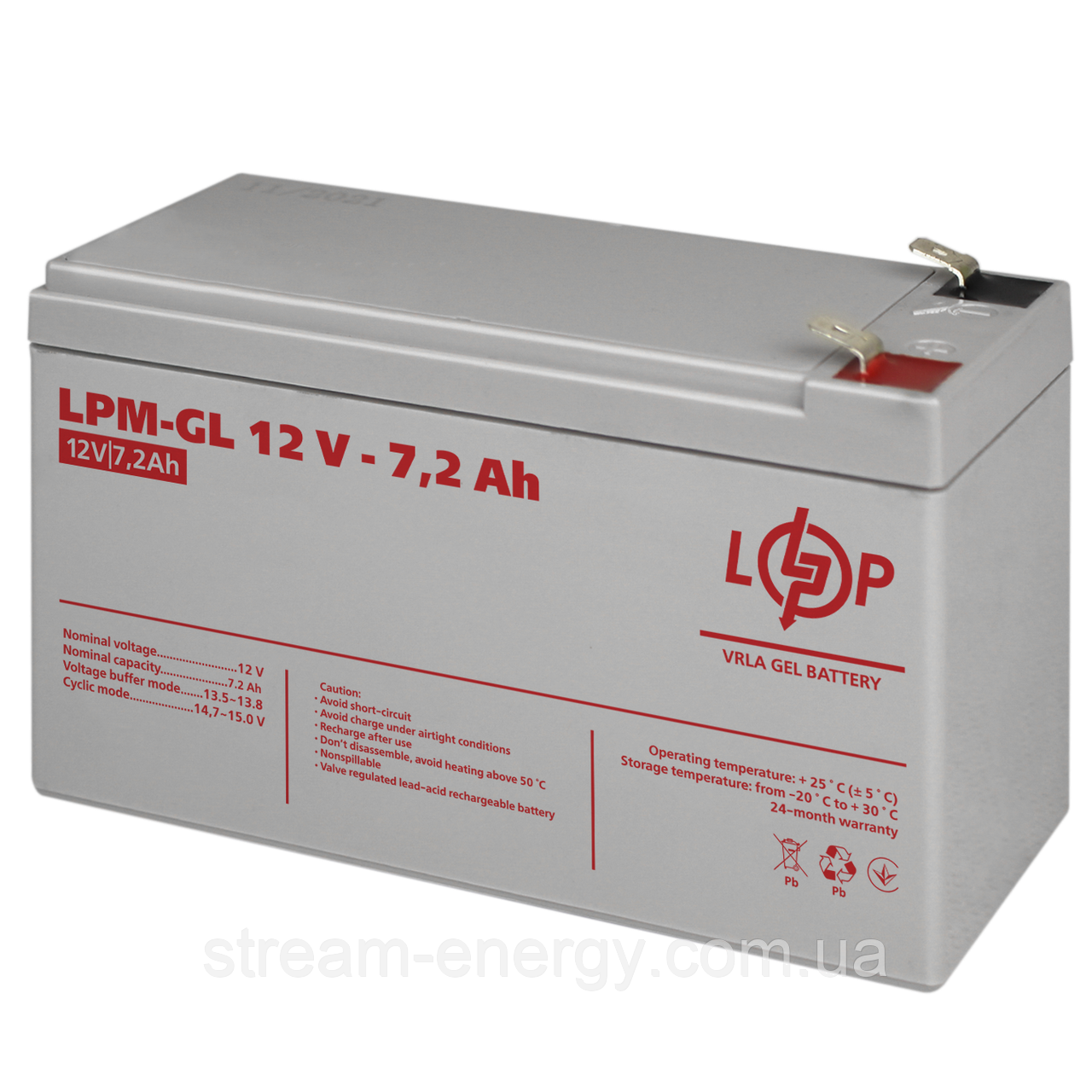 Акумулятор гелевий LPM-GL 12V - 7.2 Ah, фото 1