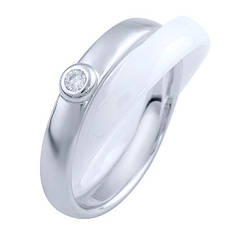 Срібне кільце Komilfo з керамікою, вага виробу 6,79 г (1765043) 19 розмір