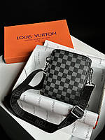 Louis Vuitton S-Lock Vertical Zip Bag Grey Chess manbag 15 x 18 x 4.5 см