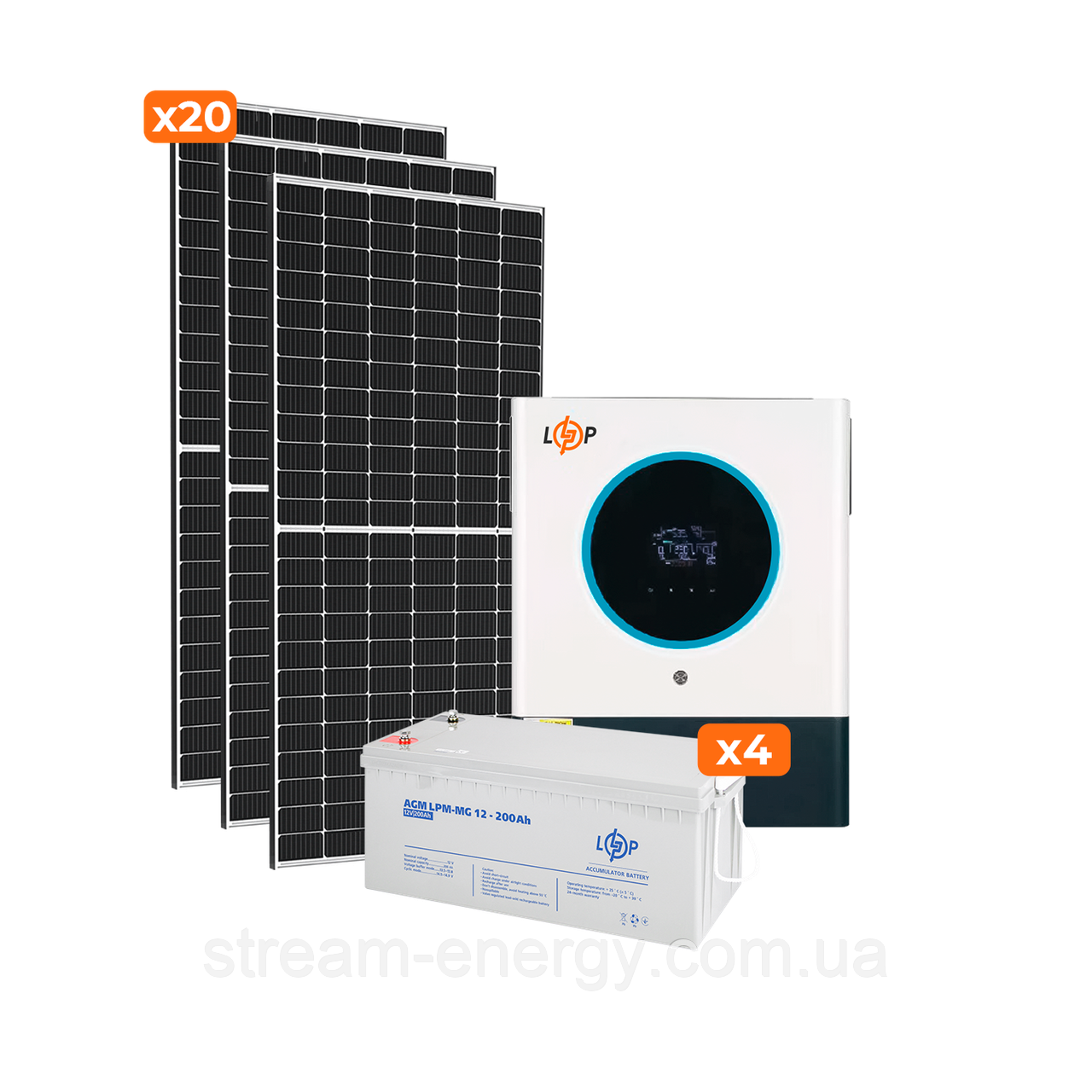 Сонячна електростанція (СЕС) Стандарт 8kW АКБ 9.6kWh mGel 200 Ah