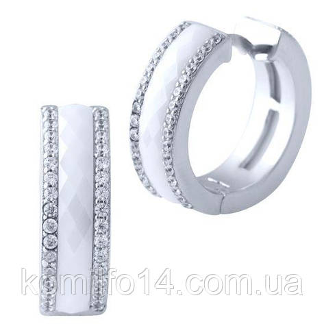 Срібні сережки  з керамікою, фото 2
