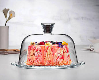 Блюдо для торту PASABAHCE PATISSERIE з кришкою 26 см, h-15 см