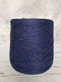 Пряжа Льон 100% синій + паєтка