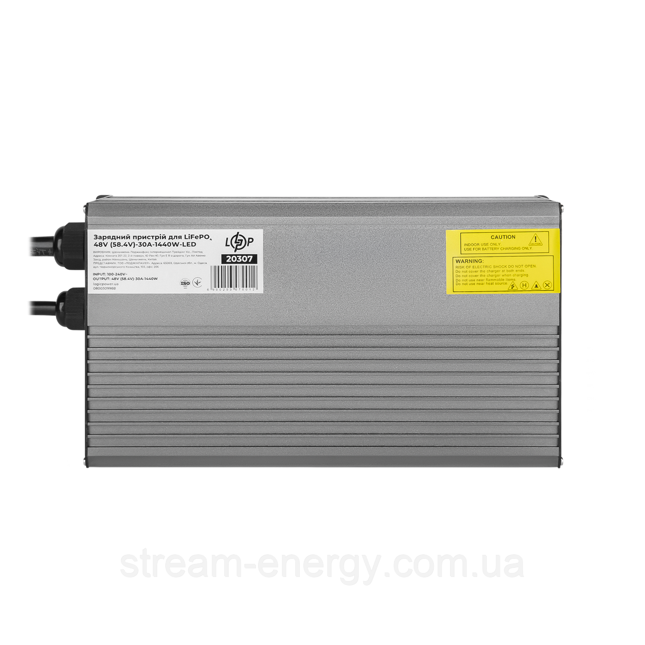 Зарядний пристрій для акумуляторів LiFePO4 48V (58.4V)-30A-1440W-LED
