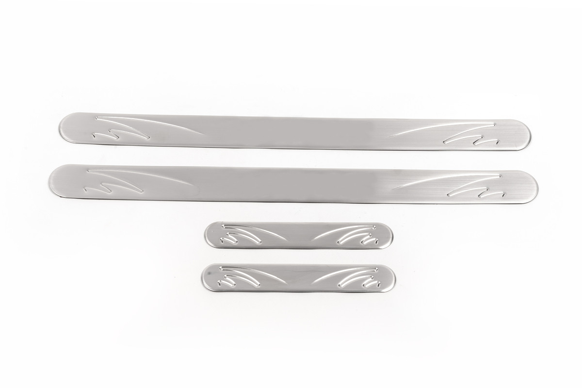 Накладки на пороги OmsaLine  4 шт  нерж  для Toyota Yaris 2010-2020 рр