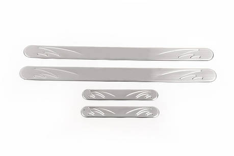 Накладки на пороги OmsaLine 4 шт нерж для Toyota Yaris 2010-2020 рр, фото 1