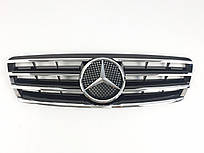 Решітка радіатора Mercedes C-Class W203 2000-2007 CL стиль ( Чорна глянцева з хромованими вставками)