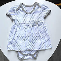 Боди - платье для новорожденной с юбочкой Горошинка Рост 62 см Lari Белый