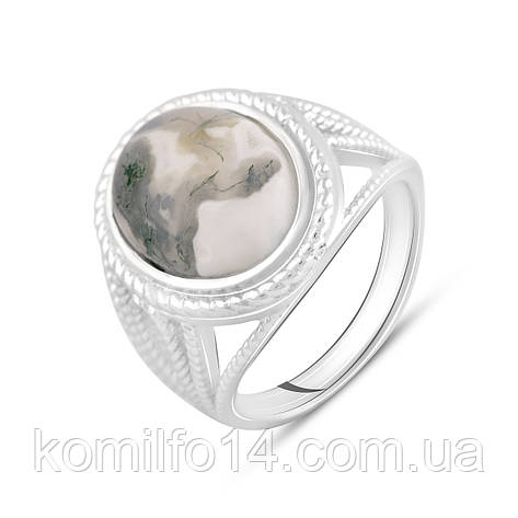 Срібне кільце Komilfo з натуральним агатом, вага виробу 8,66 г (2120988) 18 розмір, фото 2