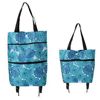 Господарська сумка-візок (45х27х17,5см), Синя / Зручна складна сумка трансформер для покупок
