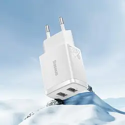 Адаптер живлення для телефона Baseus Compact CCXJ010202 White 2 x USB 10.5W 2.1A