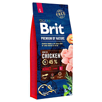 Сухой корм для взрослых собак крупных пород Brit Premium (Брит Премиум) Adult Large L с курицей 15 кг
