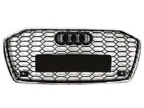 Решітка радіатора в стилі RS на Audi A6 C8 2018-2022 рік (Чорна з хромом)