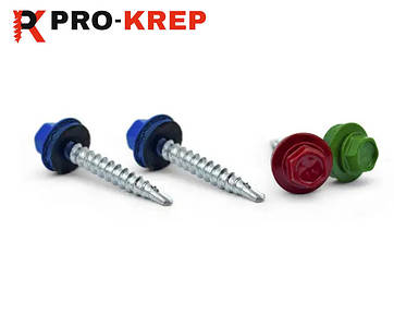 САМОРІЗ ПОКРІВЕЛЬНИЙ ПО ДЕРЕВУ З ШАЙБОЮ EPDM ФАРБОВАНЫЙ