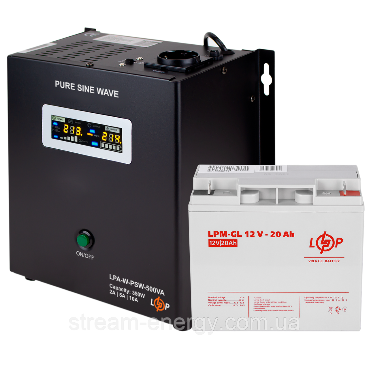 Комплект резервного живлення для котла LP (LogicPower) ДБЖ + гелева батарея (UPS A500VA + АКБ GL 270W), фото 1