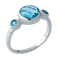 Серебряное кольцо Komilfo с аквамарином nano, вес изделия 2,41 гр (1969021) 17.5 размер