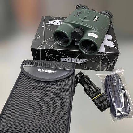 Бінокль із лазерним далекоміром KONUS KONUSRANGE-2 10x42 з дальністю вимірювань 1200 метрів, фото 1