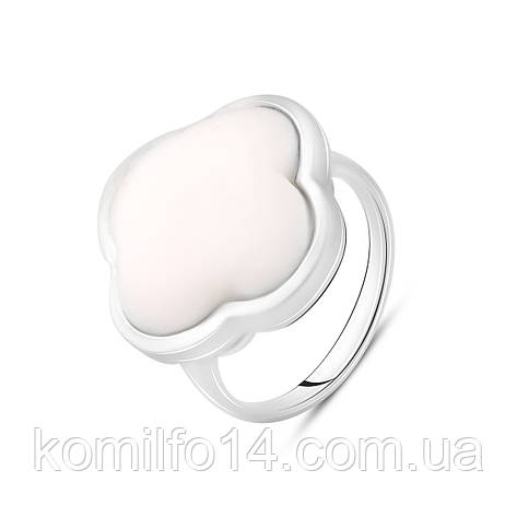 Срібне кільце Komilfo з керамікою, вага виробу 7,03 г (2100614) 18 розмір, фото 2