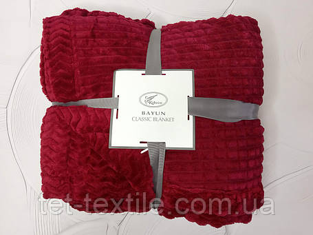 Плед двошаровий із мікрофібри Koloco вишневий 220х240см., фото 1