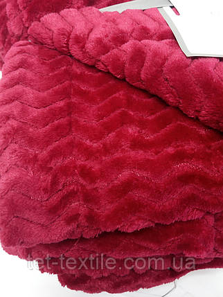 Плед двошаровий із мікрофібри Koloco вишневий 220х240см., фото 2