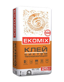 Клей EKOMIX для приклеювання й армування мінераловатних і пінополістирольних плит, 25 кг