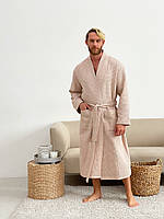Мужской ВАФЕЛЬНЫЙ ХАЛАТ БЕЖЕВЫЙ длинный COSY 822