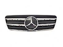 Решітка радіатора на Mercedes CLK-Class W208 1997-2002 рік CL-Look (Чорна з хром вставками)