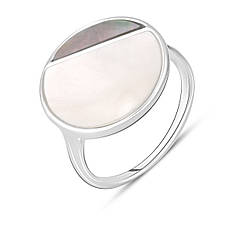 Срібне кільце Komilfo з натуральним перламутром 2.1ct, вага виробу 3,36 г (2129189) 18 розмір