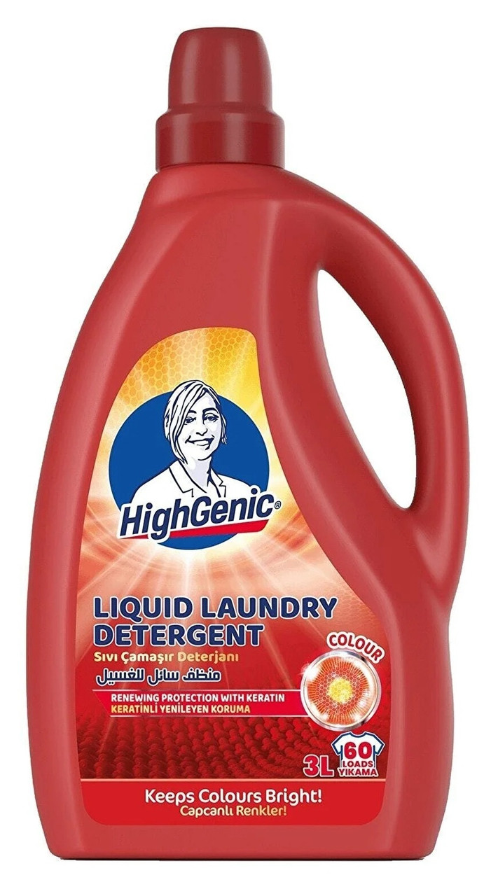 Гель для прання HighGenic Colour 3000мл 60ст. рідкий порошок для різнокольорової білизни засіб для прання