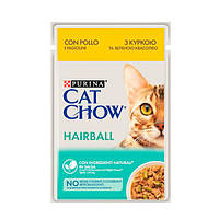 Cat Chow Hairball Control консерва для кошек для выведения шерсти с курицей и зеленой фасолью, 85 г - 85г