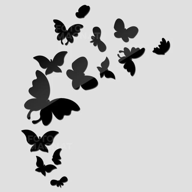 Дзеркальна наліпка на стіну у вигляді метеликів Butterfly — акрилова панель для декору інтер'єру, 14 шт