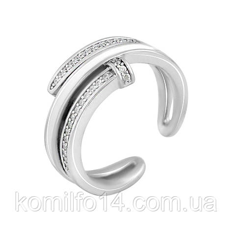 Срібне кільце Komilfo з фіанітами, ємалю, вага виробу 4,12 г (2134763) 17 розмір, фото 2