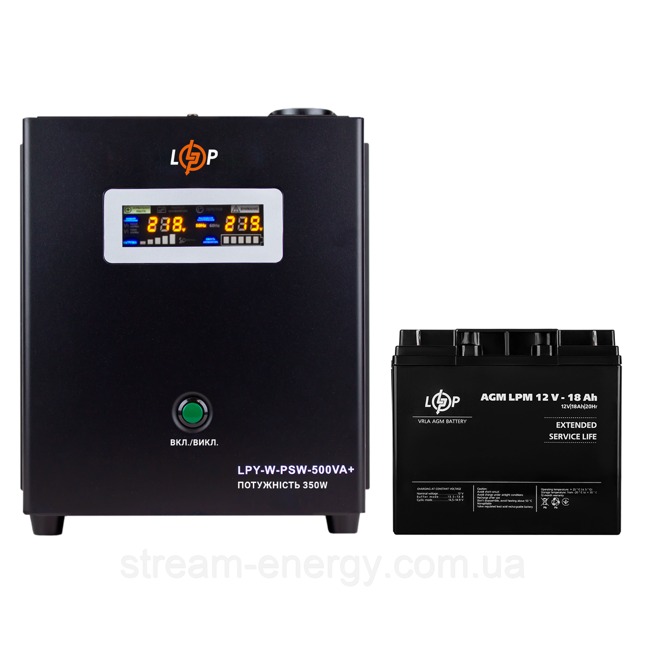 Комплект резервного живлення для котла LP (LogicPower) ДБЖ + AGM батарея (UPS A500 + АКБ AGM 235W), фото 1