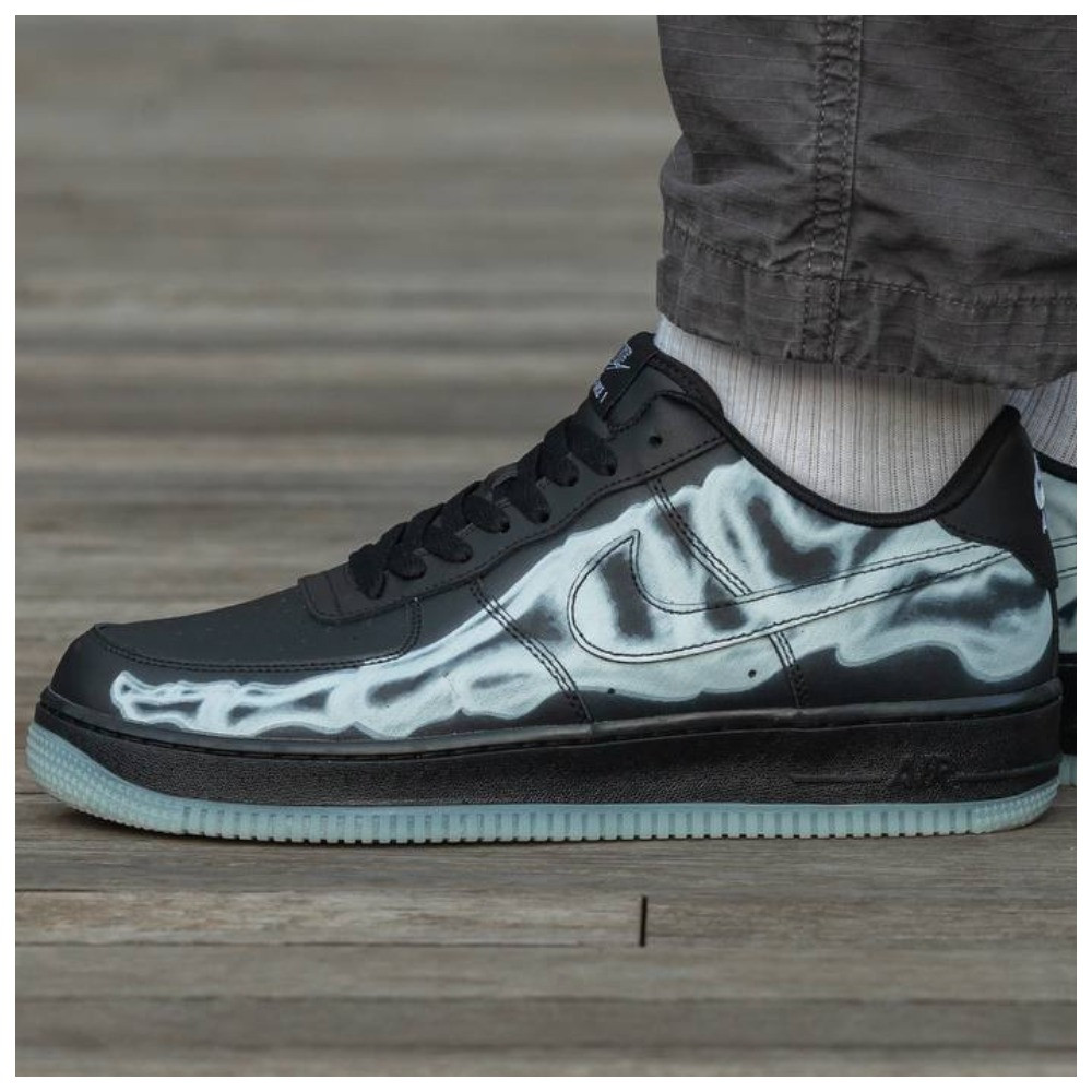 Чоловічі кросівки Nike Air Force 1 Low Skeleton QS Black, чорні шкіряні кросівки найк аір форс 1 лов скелетон аїр, фото 1