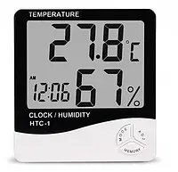 Домашняя цифровая метеостанция c будильником и часами UKC HTC-1 термометр - гигрометр FR-22