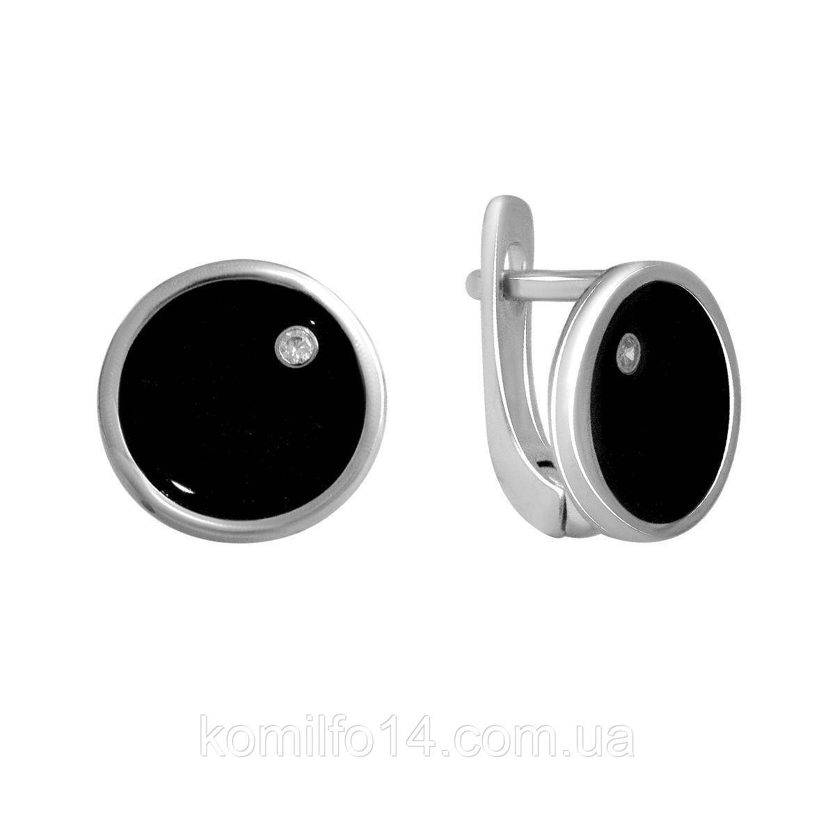 Срібні сережки Komilfo з ємаллю, фіанітами (2137122)