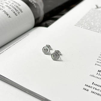 Срібні сережки Komilfo з натуральним перламутром, фіанітами (2137603), фото 2