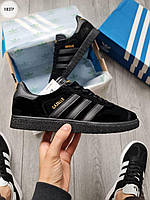 Черные кроссовки мужские Adidas Gazelle Black. Классные кроссы для парней Адидас Газель.